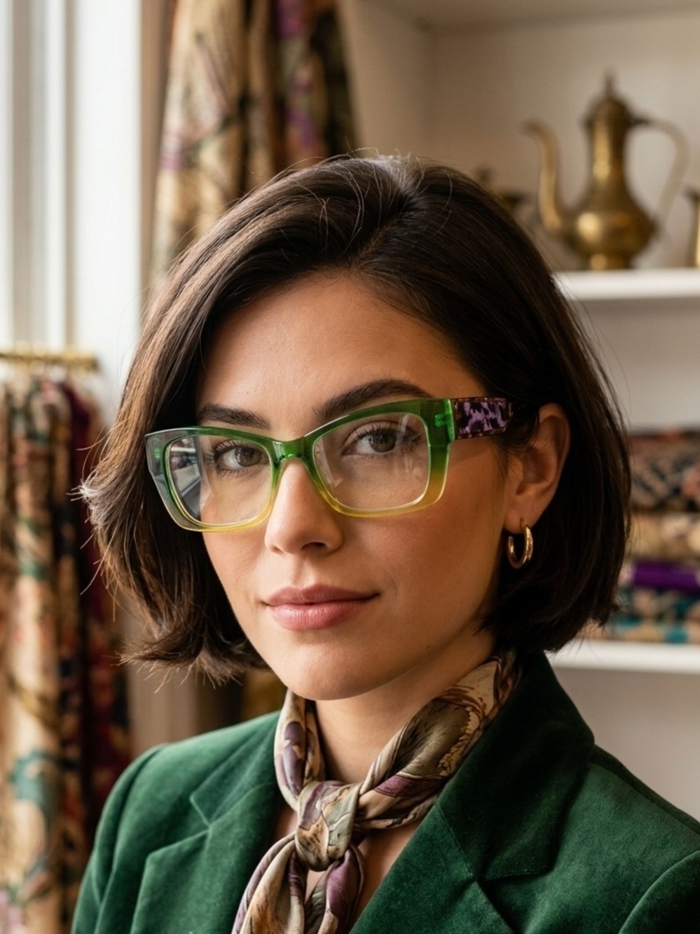 Green Gradient Cat-Eye Computer Screen Glasses - Women Accessories